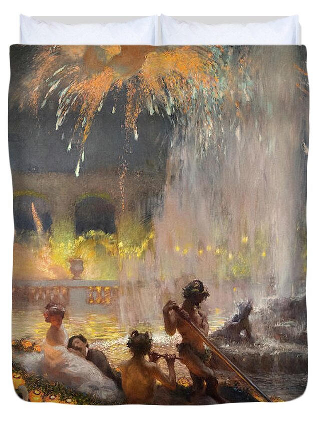 Gaston La Touche Duvet Cover featuring the painting Night party in Versailles by Gaston La Touche