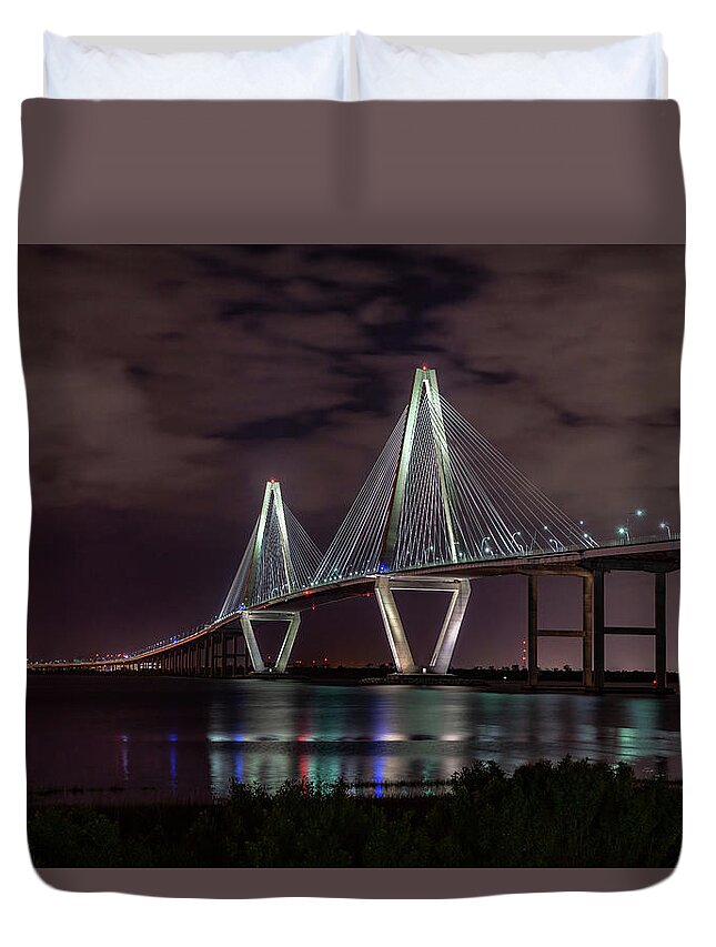 Charleston Duvet Cover featuring the photograph Night Show by Dimitry Papkov