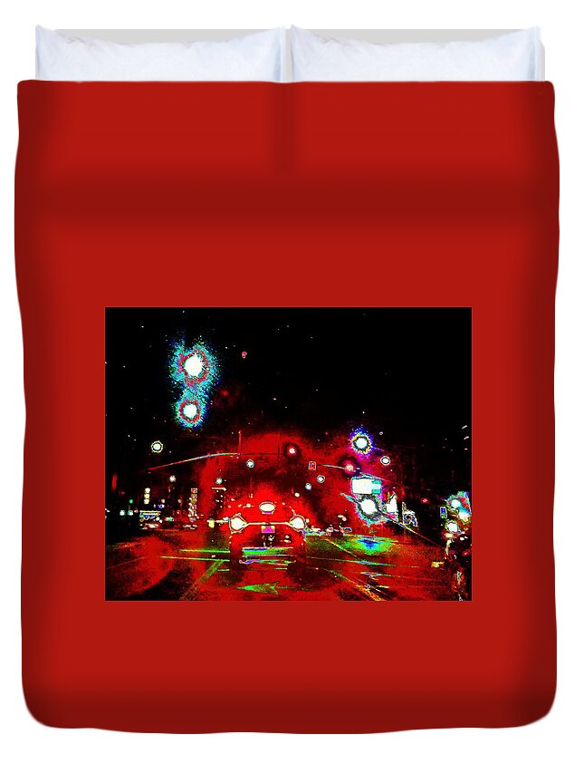 Night Duvet Cover featuring the photograph Night Street Abstract by Andrew Lawrence
