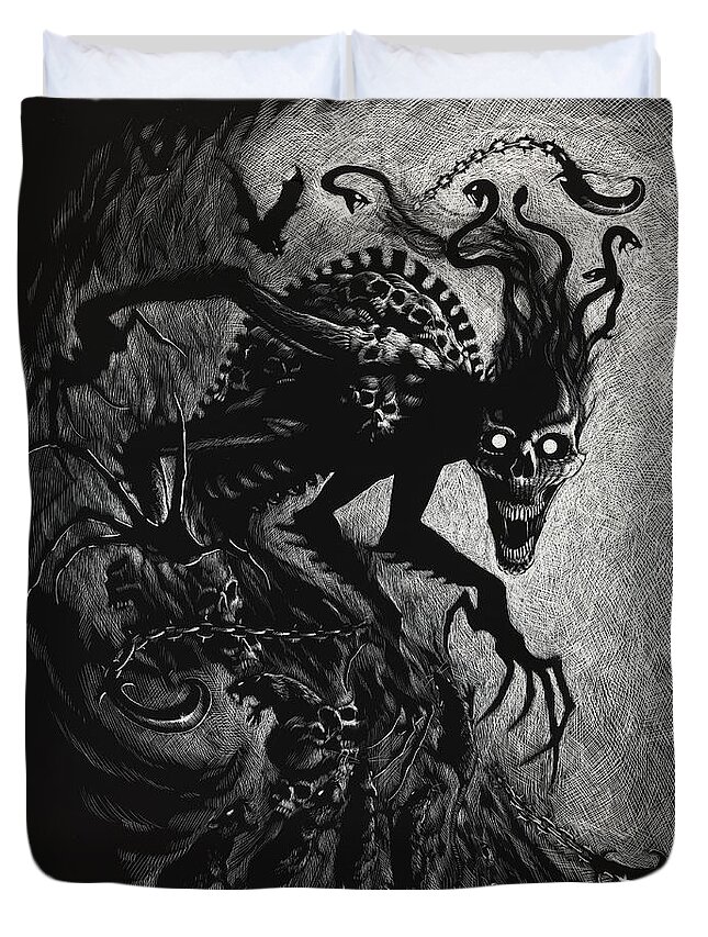 Creature Duvet Cover featuring the digital art Night Terror by Stanley Morrison