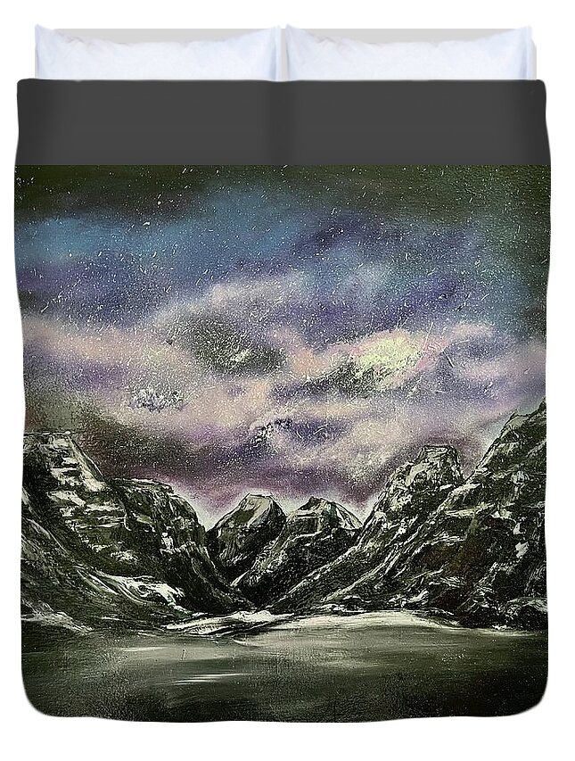 Mountains Duvet Cover featuring the painting Night Wonder by Lisa White