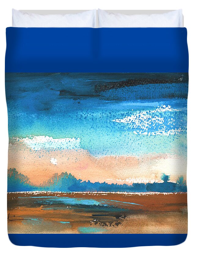Landscape Duvet Cover featuring the painting Nightfall 36 by Miki De Goodaboom
