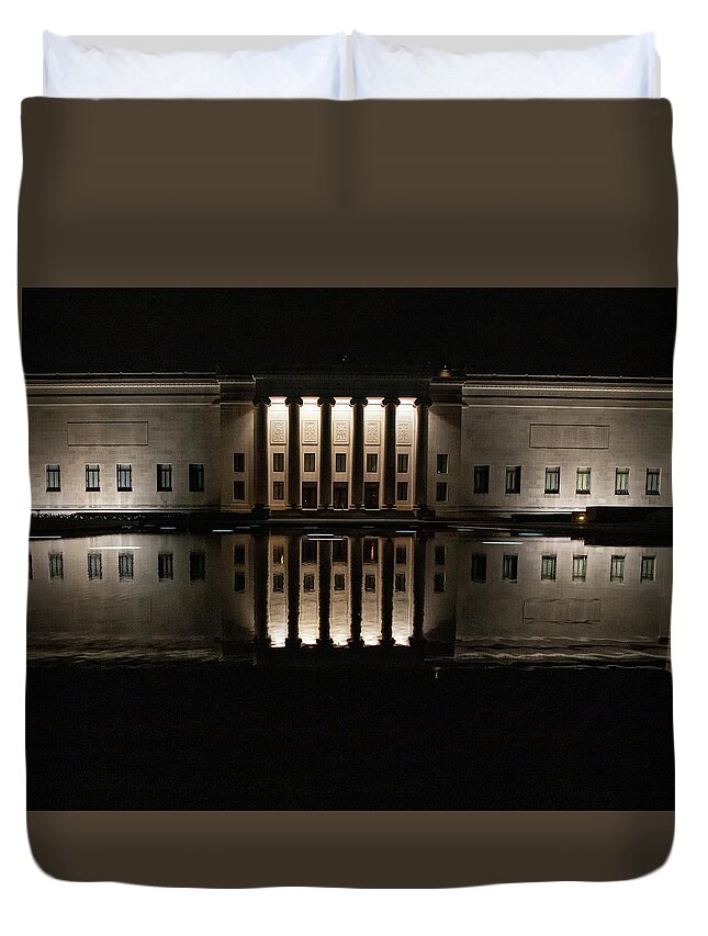 2018 Duvet Cover featuring the photograph Nighttime at the Nelson Atkins Museim of Art by Gerri Bigler