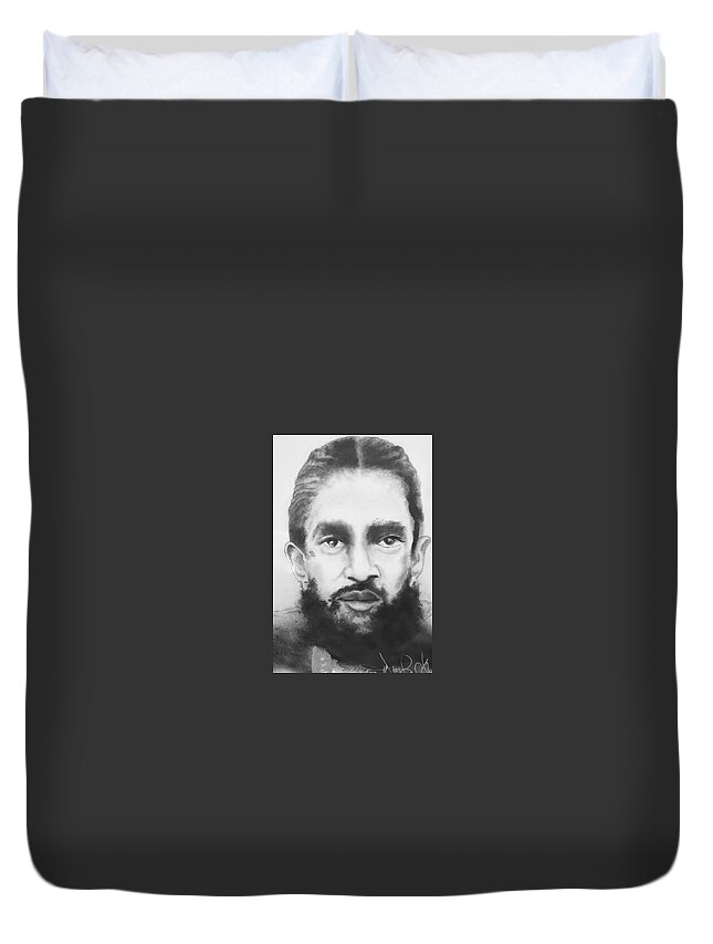  Duvet Cover featuring the drawing Nipsey by Angie ONeal