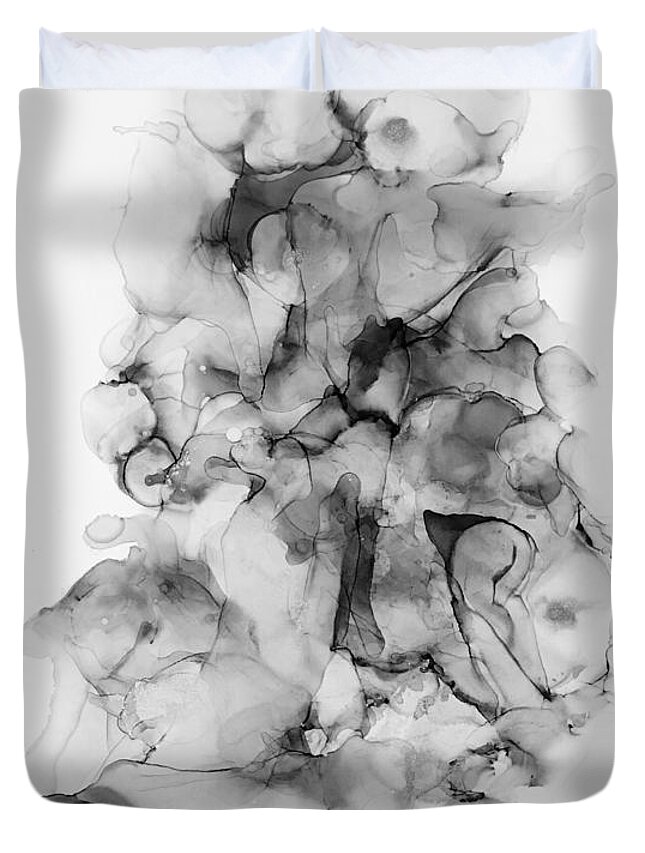 No 1 Duvet Cover featuring the painting no. 1 mono - Alcohol Ink Painting by Marianna Mills
