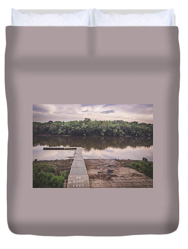 Boat Ramp Duvet Cover featuring the photograph No Bare Feet by Steve Stanger