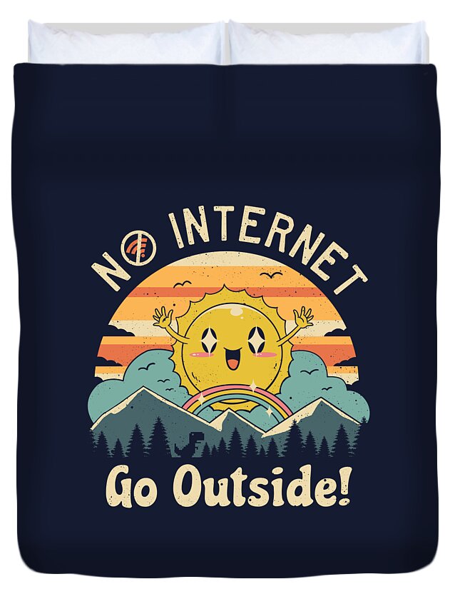 Cute Duvet Cover featuring the digital art No Internet Vibes by Vincent Trinidad
