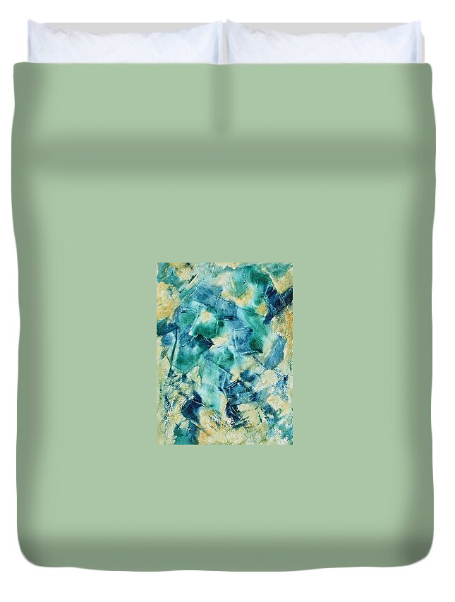 Abstract Duvet Cover featuring the painting No Plan by Dick Richards