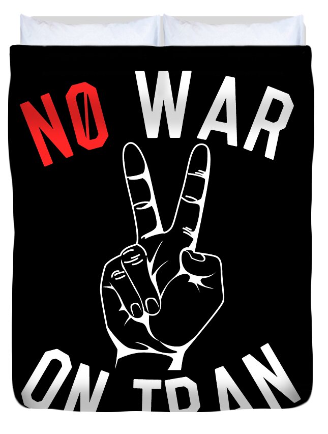 Cool Duvet Cover featuring the digital art No War on Iran by Flippin Sweet Gear