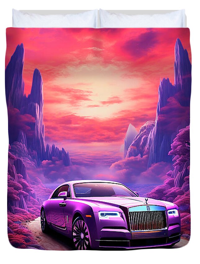 Vehicles Duvet Cover featuring the drawing No01739 Rolls-Royce Dawn by Clark Leffler