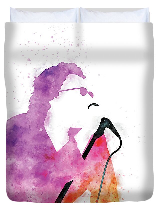 Inxs Duvet Cover featuring the digital art No033 MY INXS Watercolor Music poster by Chungkong Art