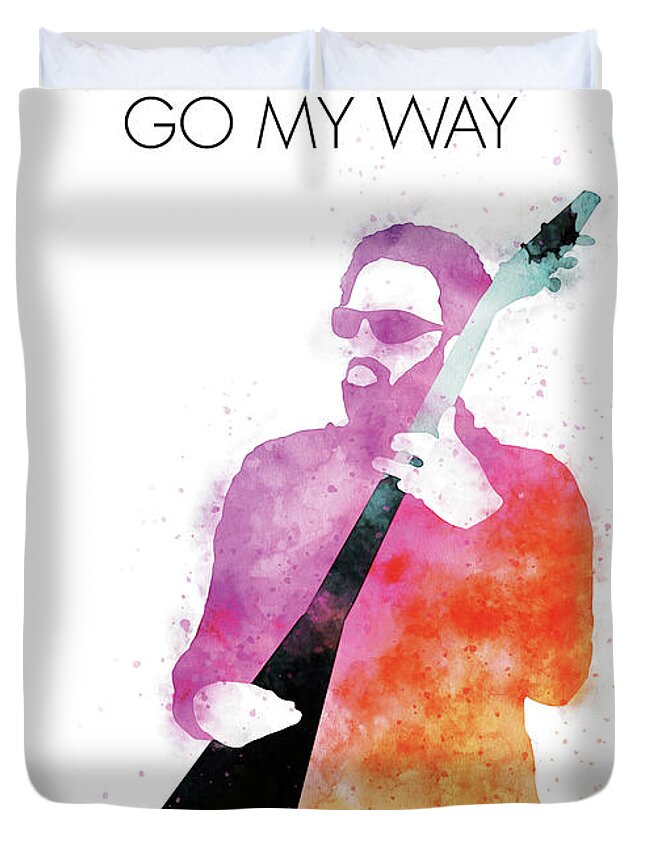 Lenny Duvet Cover featuring the digital art No050 MY LENNY KRAVITZ Watercolor Music poster by Chungkong Art