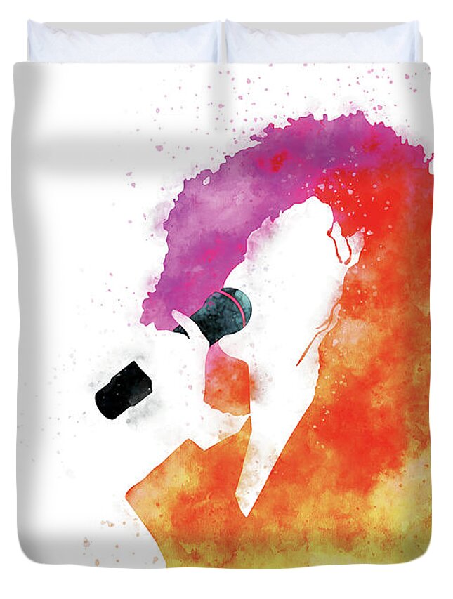 Whitney Duvet Cover featuring the digital art No108 MY Whitney Houston Watercolor Music poster by Chungkong Art