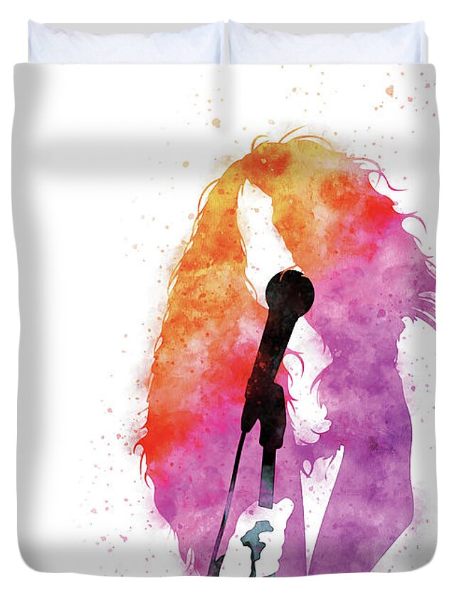 Janis Duvet Cover featuring the digital art No127 MY Janis Joplin Watercolor Music poster by Chungkong Art