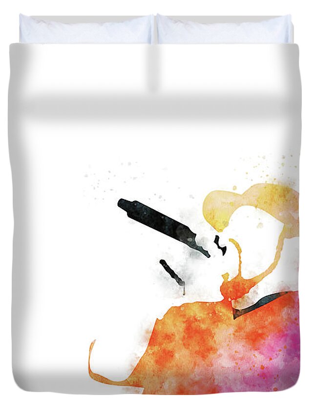 Ice Duvet Cover featuring the digital art No132 MY Ice Cube Watercolor Music poster by Chungkong Art