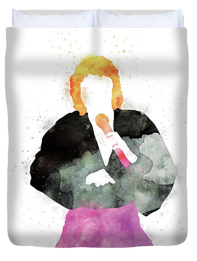 Barry Duvet Cover featuring the digital art No198 MY BARRY MANILOW Watercolor Music poster by Chungkong Art