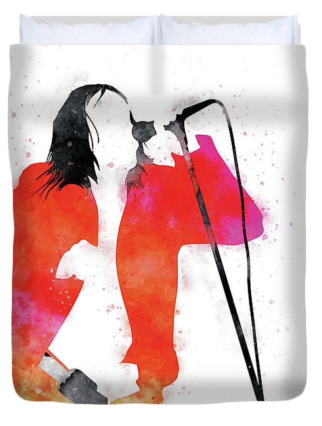 Iggy Duvet Cover featuring the digital art No210 MY IGGY POP Watercolor Music poster by Chungkong Art