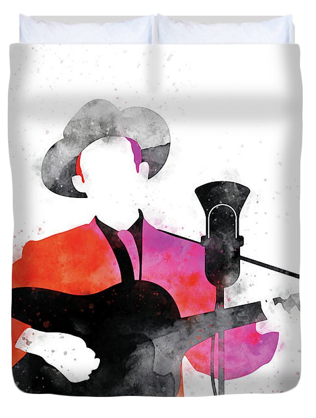 Hank Duvet Cover featuring the digital art No253 MY Hank Williams Watercolor Music poster by Chungkong Art