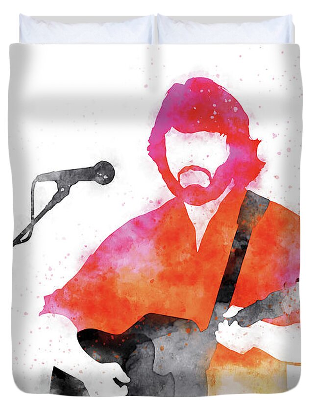 Kris Duvet Cover featuring the digital art No285 MY Kris Kristofferson Watercolor Music poster by Chungkong Art