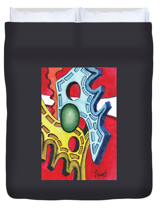Shapes Duvet Cover featuring the painting Nonobjective-200330 by Sam Sidders