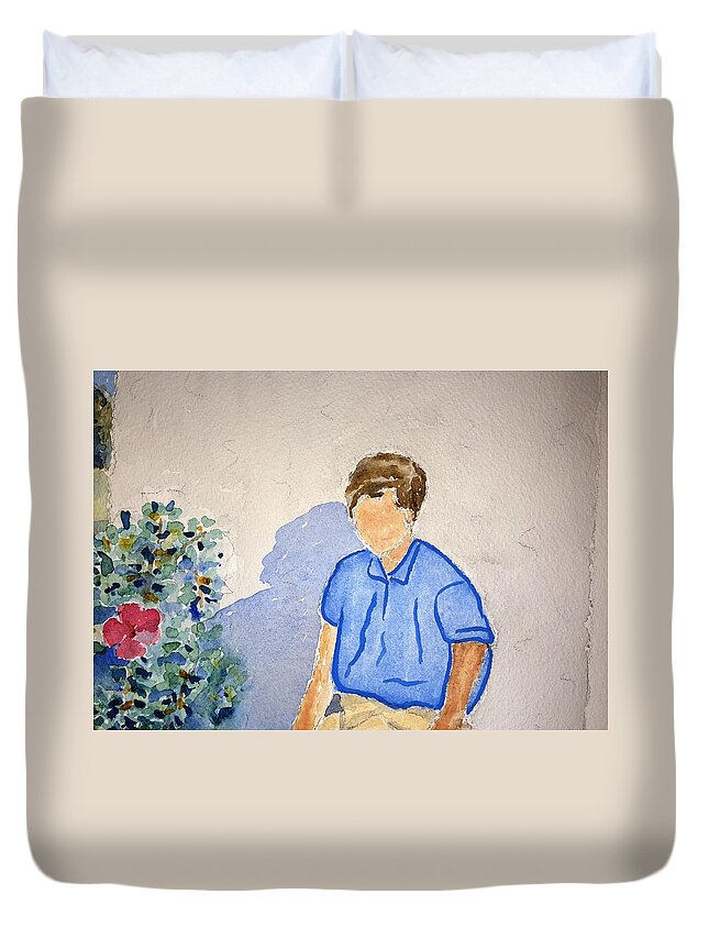 Watercolor Duvet Cover featuring the painting Norma by John Klobucher