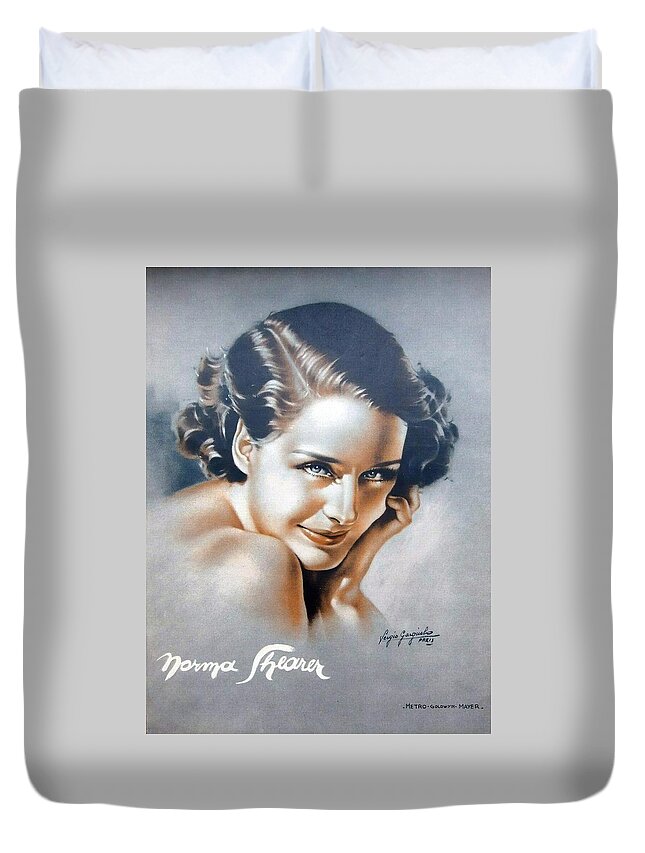 Gargiiulo Duvet Cover featuring the mixed media Norma Shearer - art by Sergio Gargiulo by Movie World Posters