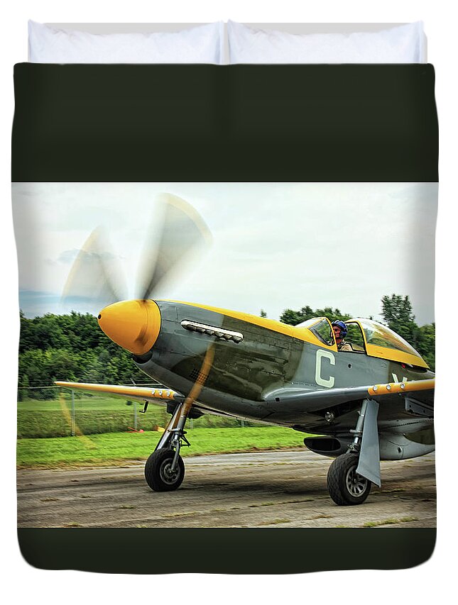 North American Duvet Cover featuring the photograph North American P51 Mustang by Tatiana Travelways