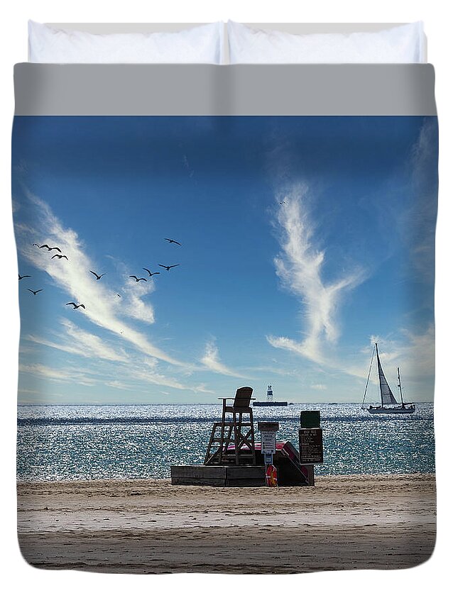 North Beach Duvet Cover featuring the photograph North Beach Racine by Scott Olsen