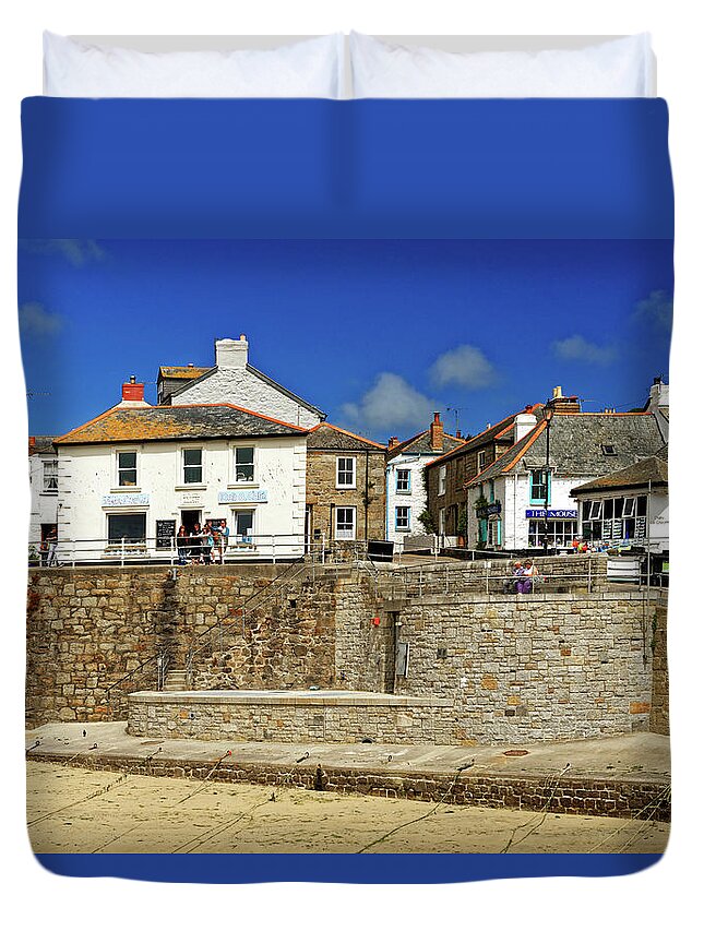Bright Duvet Cover featuring the photograph North Cliff and Parade Hill, Mousehole by Rod Johnson