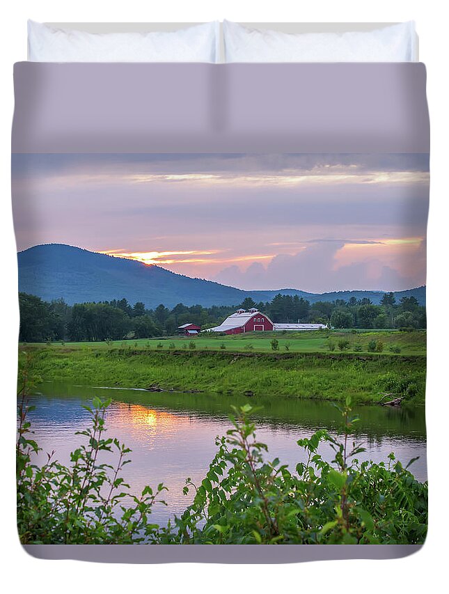 North Duvet Cover featuring the photograph North Country Barn Sunset by Chris Whiton