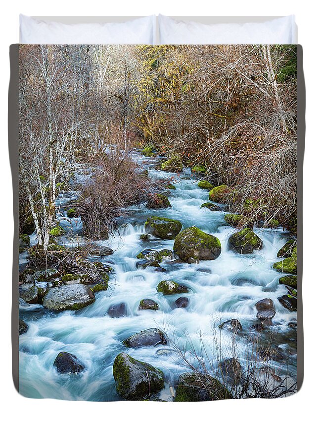 North Fork Middle Fork Willamette River Duvet Cover featuring the photograph North Fork Middle Fork Willamette River by Catherine Avilez
