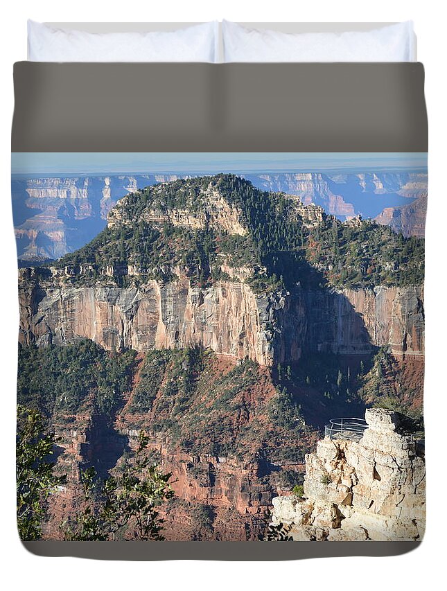 Grand Canyon Duvet Cover featuring the photograph North Rim Morning by Barbara Von Pagel