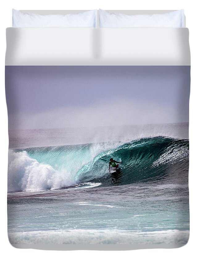 Hawaii Duvet Cover featuring the photograph North Shore Barrel by Anthony Jones