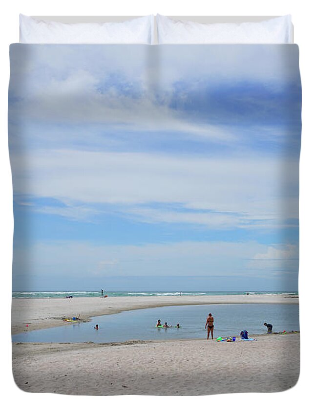Beach Scene Duvet Cover featuring the photograph North Topsail Island Beach by Mike McGlothlen