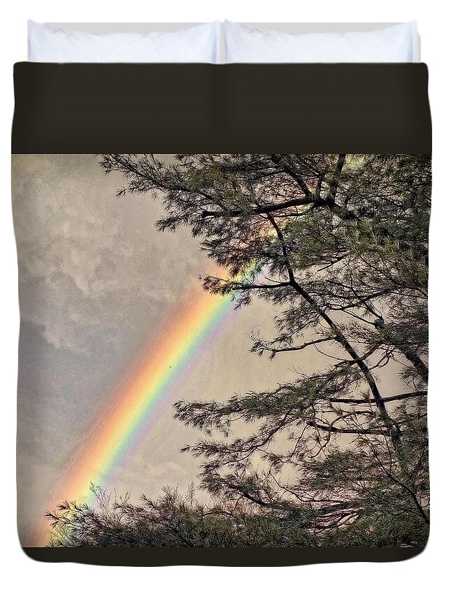Rainbow Duvet Cover featuring the photograph Northern Forest Rainbow by Russ Considine
