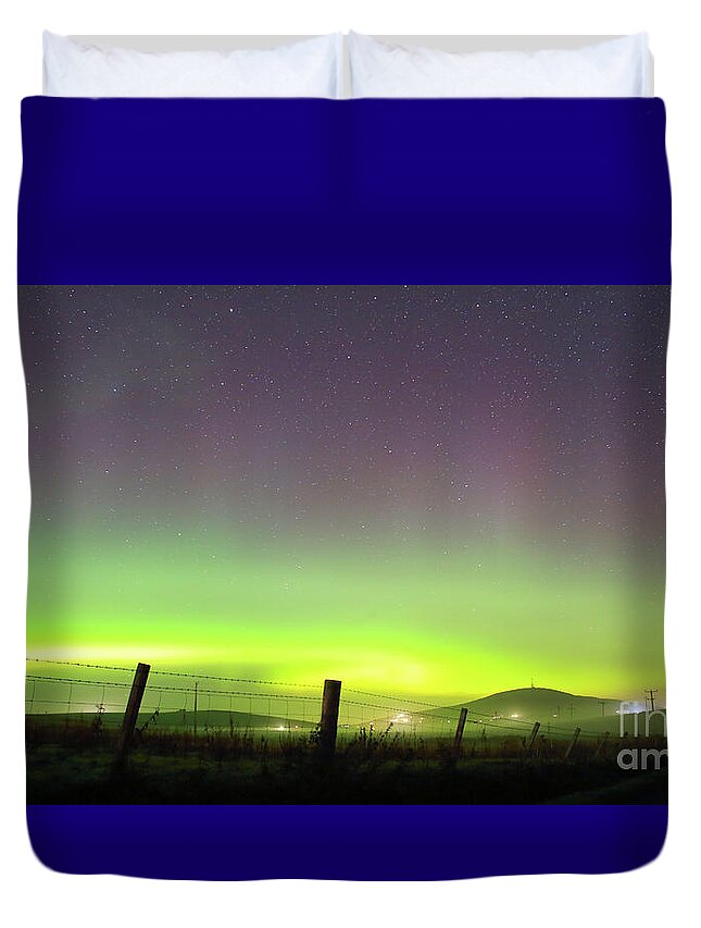 Northern Lights Duvet Cover featuring the photograph Northern Lights seen on Shetland by Tony Mills