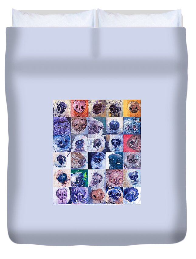Dogs Duvet Cover featuring the painting Noses by Sheila Wedegis