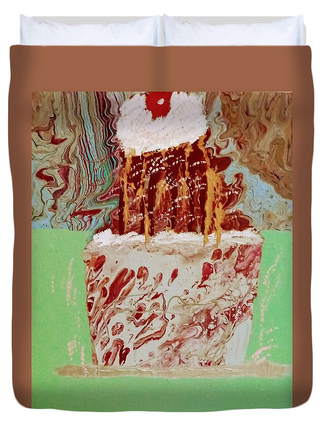 Ice Cream Duvet Cover featuring the painting Nostalgic Dessert by Anna Adams