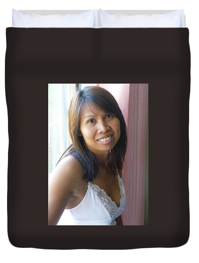 Asian Duvet Cover featuring the photograph Not the girl next door by Jeremy Holton