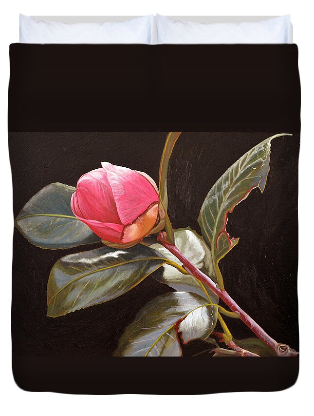Rose Duvet Cover featuring the painting November Rose by Thu Nguyen