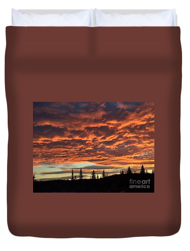 Chilcotin Plateau Duvet Cover featuring the photograph November Sunset by Nicola Finch