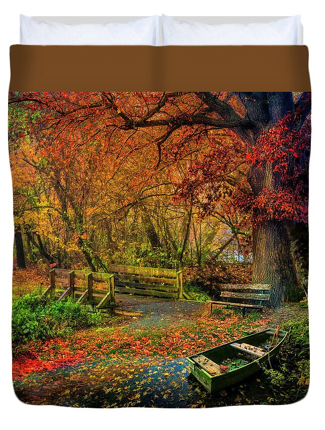 Rowboat Duvet Cover featuring the photograph Now and Forever by Debra and Dave Vanderlaan