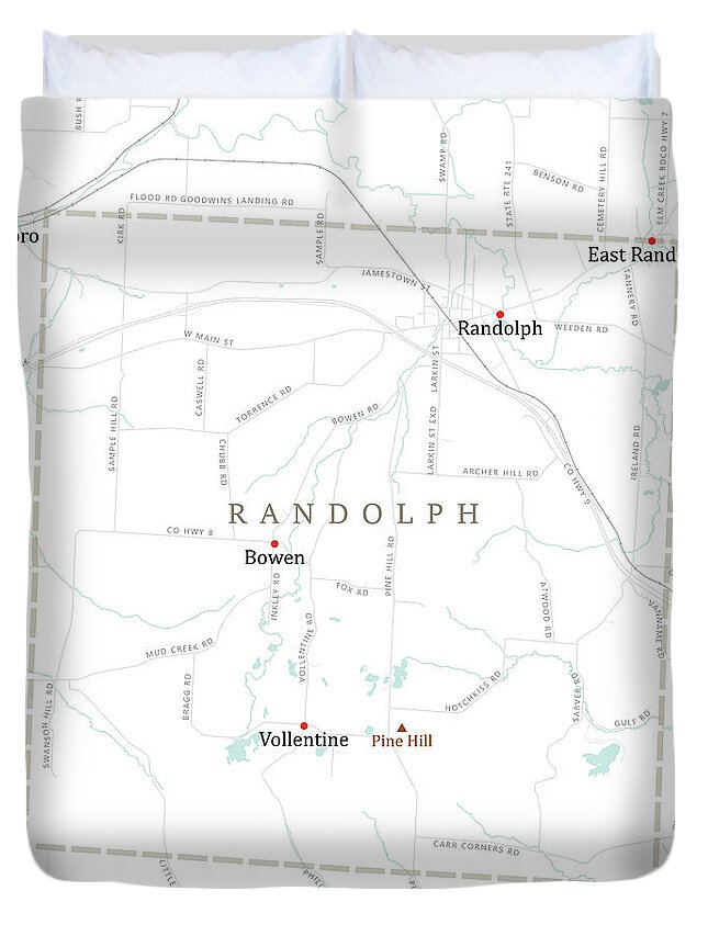New York State Duvet Cover featuring the digital art NY Cattaraugus Randolph Vector Road Map by Frank Ramspott