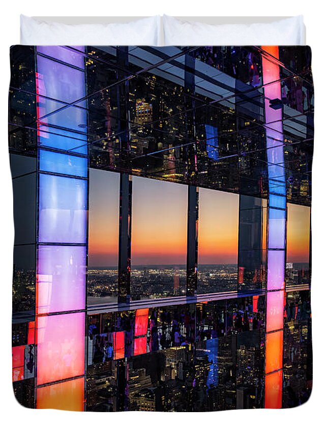 Esb Duvet Cover featuring the photograph NYC Summit Golden Hour by Susan Candelario