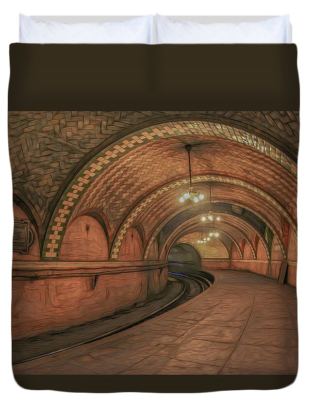 New York City Duvet Cover featuring the photograph NYC Underground by Sylvia Goldkranz