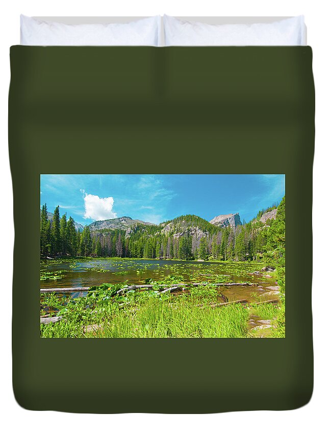 Nymph Lake Duvet Cover featuring the photograph Nymph Lake, Rocky Mountain National Park, Colorado, USA, North America by Tom Potter
