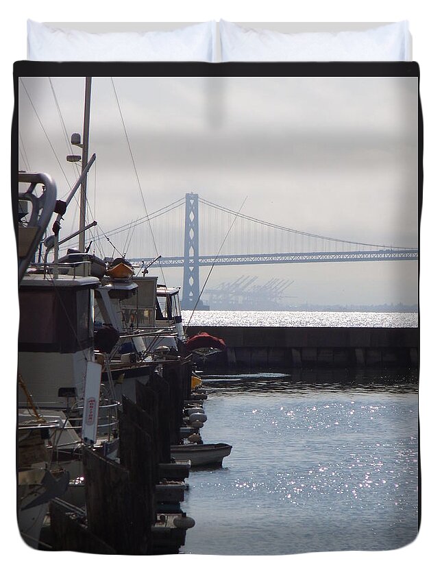  Duvet Cover featuring the photograph Oakland Bay Bridge by Heather E Harman