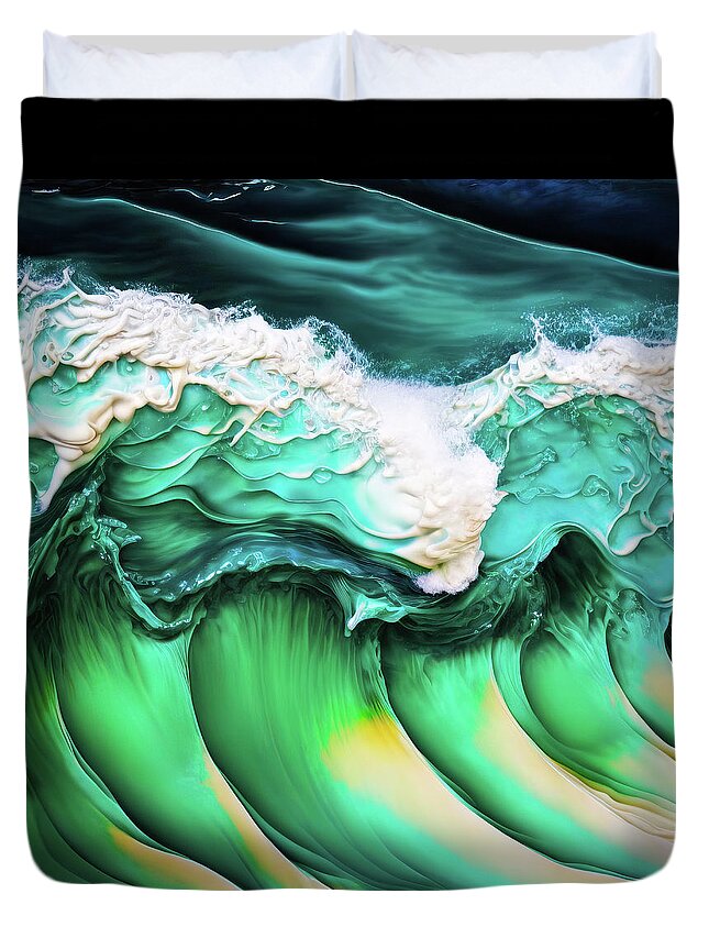 Waves Duvet Cover featuring the digital art Ocean Waves 03 by Matthias Hauser