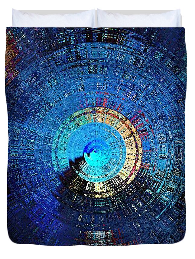 Blue Duvet Cover featuring the digital art Octo Gravitas by David Manlove