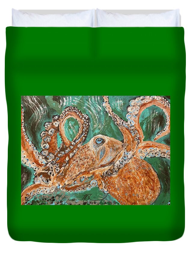 Octopus Duvet Cover featuring the painting Octopus by Melody Fowler